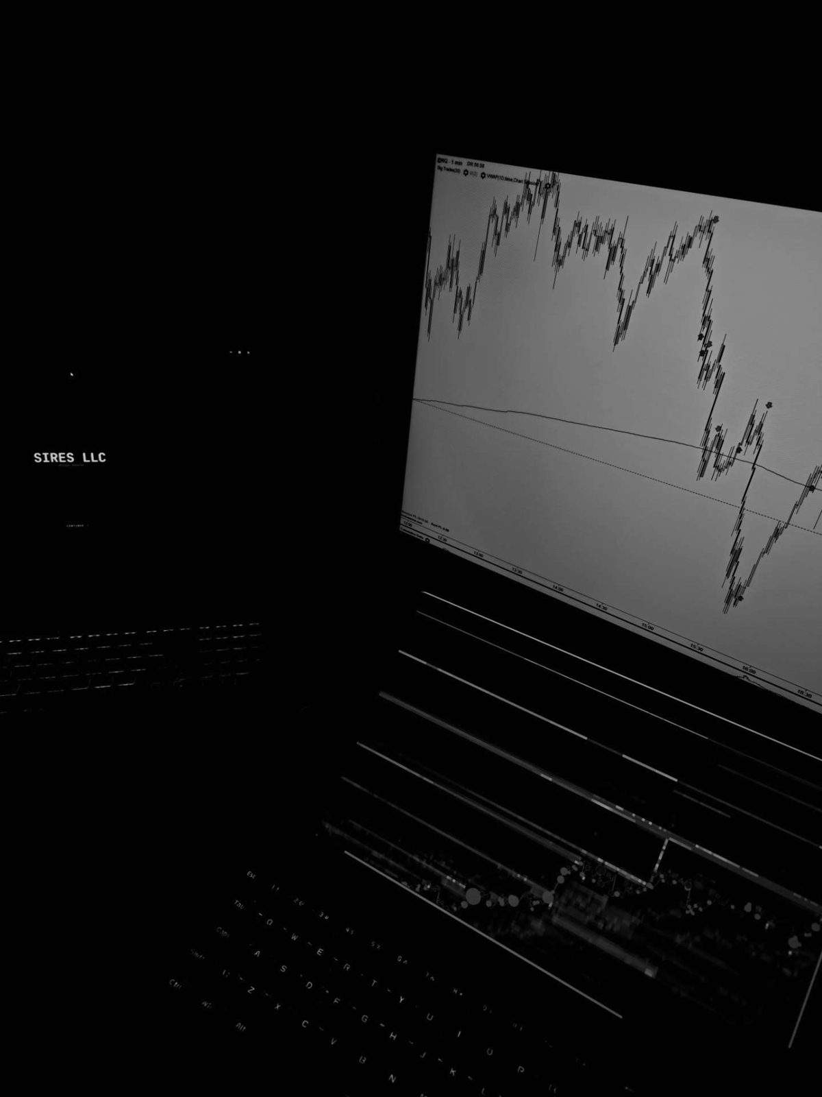 The Sires trading desk at night